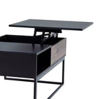 Bryson Table basse relevable bicolore avec rangement noir - Teamson Home : Bureau moderne pour la maison