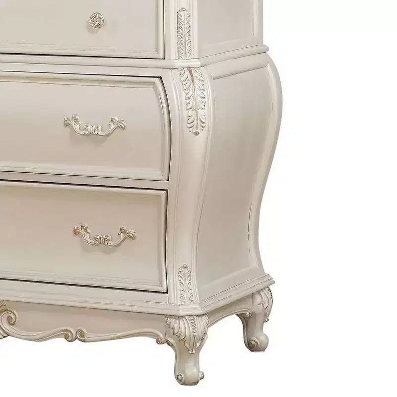 44" Chantelle Tiroir de rangement décoratif Blanc nacré - Acme Furniture : 5 étagères fixes, composite de bois