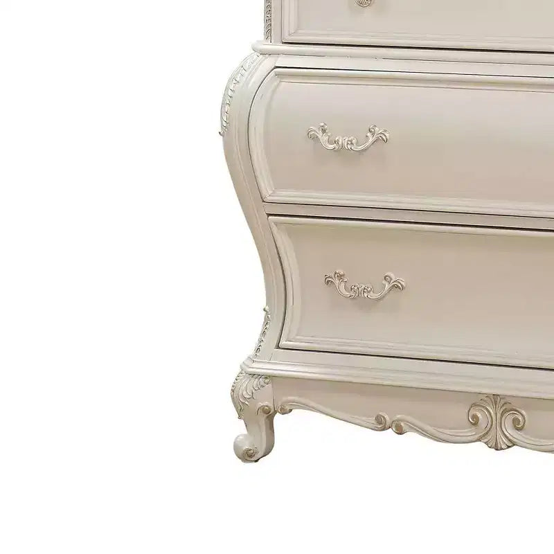 44" Chantelle Tiroir de rangement décoratif Blanc nacré - Acme Furniture : 5 étagères fixes, composite de bois