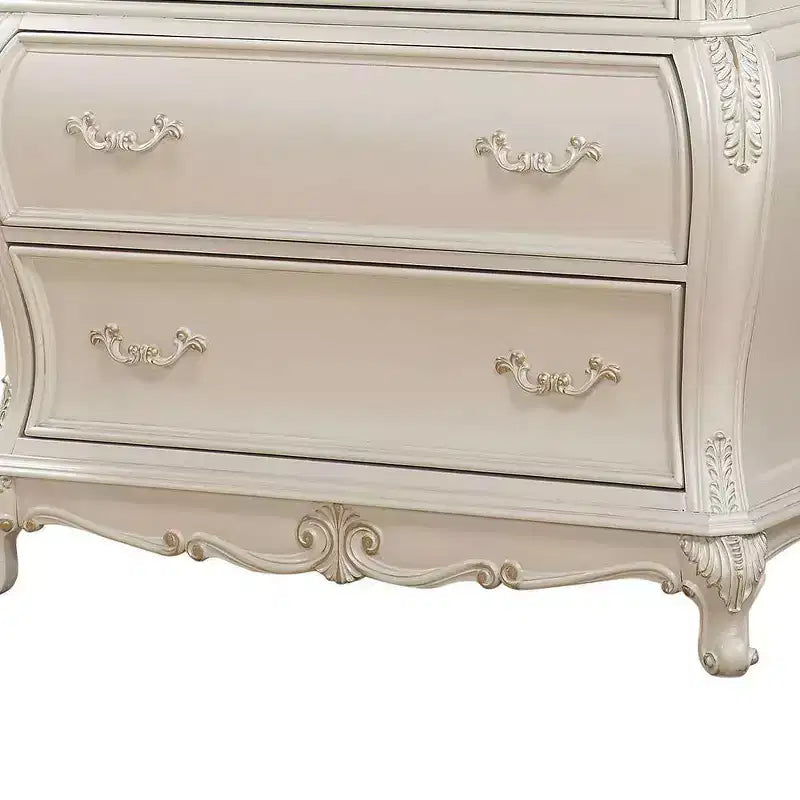 44" Chantelle Tiroir de rangement décoratif Blanc nacré - Acme Furniture : 5 étagères fixes, composite de bois