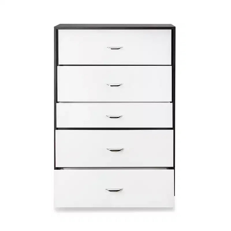 Acme Furniture 32" Eloy Tiroir de Rangement Décoratif Blanc et Expresso : Bois Composite, Organiseur à 5 Tiroirs, Dispositif Anti-Basculement