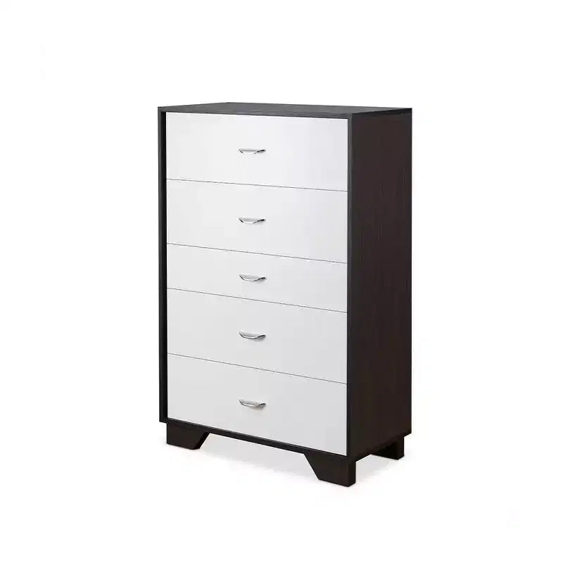 Acme Furniture 32" Eloy Tiroir de Rangement Décoratif Blanc et Expresso : Bois Composite, Organiseur à 5 Tiroirs, Dispositif Anti-Basculement