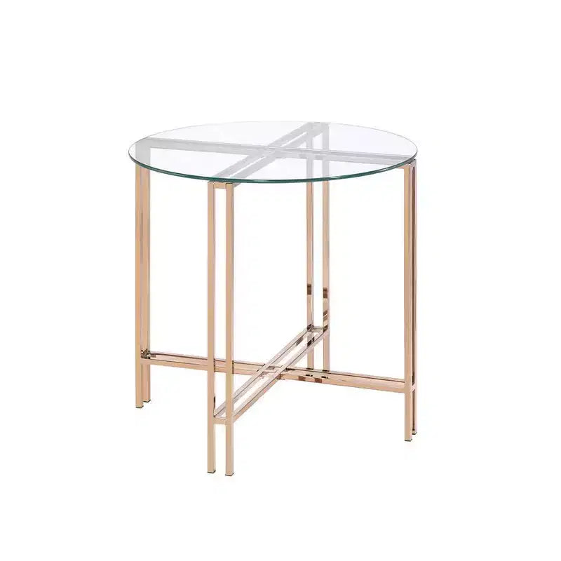 23" Veises Accent Table Champagne - Acme Furniture