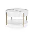 32" Lenvine Modern Round Storage Coffee Table White - miBasics