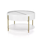 32" Lenvine Modern Round Storage Coffee Table White - miBasics