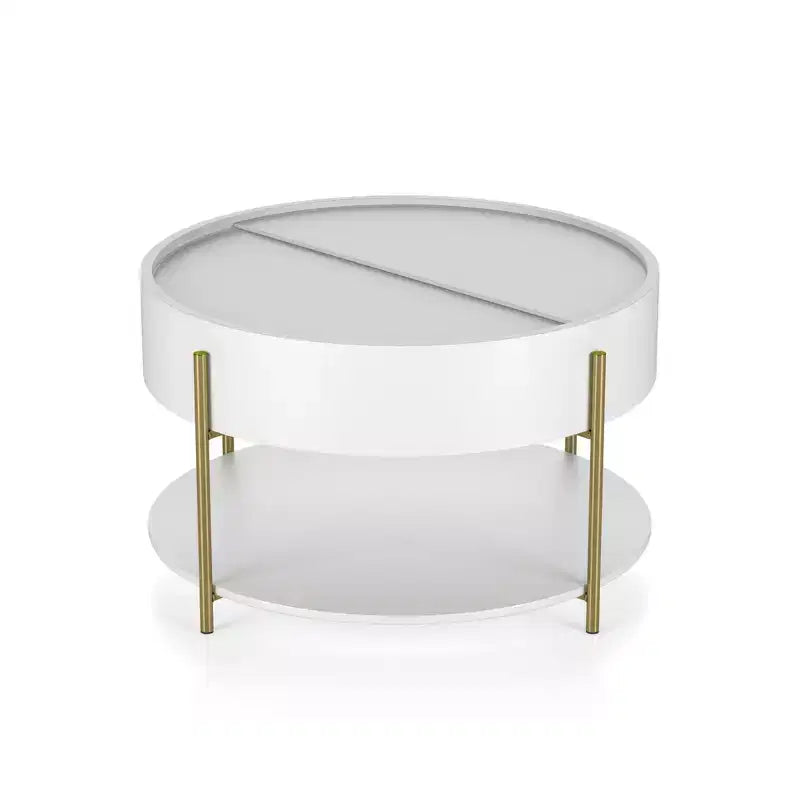 Table basse de rangement ronde moderne Lenvine 32" blanche - miBasics