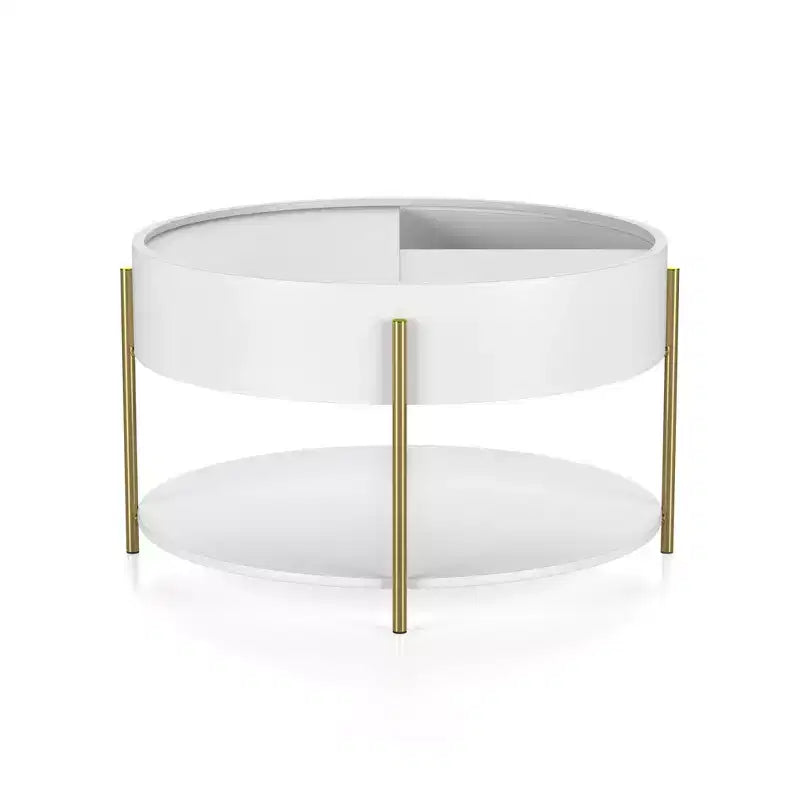 Table basse de rangement ronde moderne Lenvine 32" blanche - miBasics