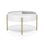 Table basse de rangement ronde moderne Lenvine 32" blanche - miBasics