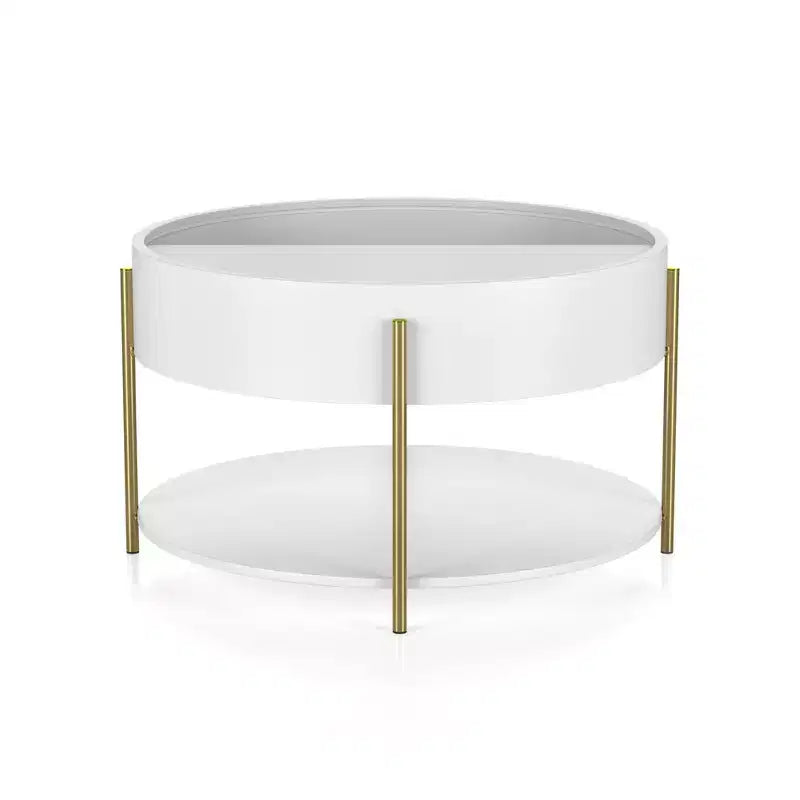 Table basse de rangement ronde moderne Lenvine 32" blanche - miBasics