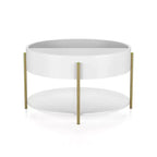 Table basse de rangement ronde moderne Lenvine 32" blanche - miBasics