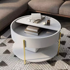 Table basse de rangement ronde moderne Lenvine 32" blanche - miBasics