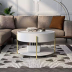Table basse de rangement ronde moderne Lenvine 32" blanche - miBasics