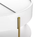 Table basse de rangement ronde moderne Lenvine 32" blanche - miBasics