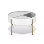 Table basse de rangement ronde moderne Lenvine 32" blanche - miBasics