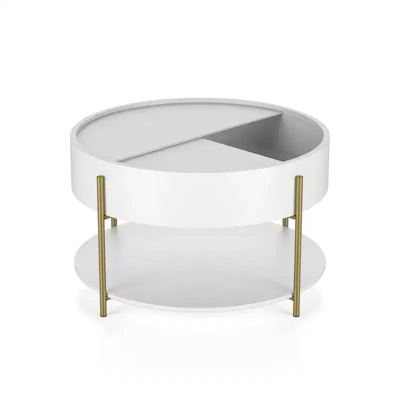 Table basse de rangement ronde moderne Lenvine 32" blanche - miBasics