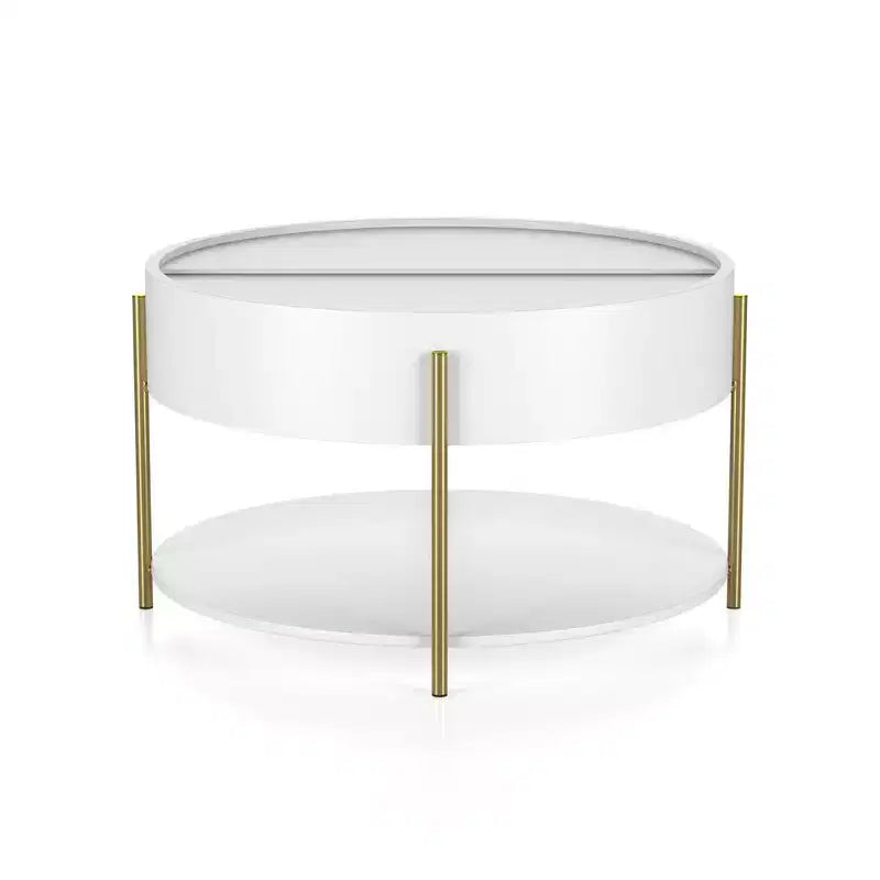 Table basse de rangement ronde moderne Lenvine 32" blanche - miBasics