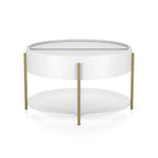 Table basse de rangement ronde moderne Lenvine 32" blanche - miBasics