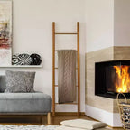 Échelle décorative Merisier Naturel - Flora Home : Porte-serviettes en Bois Massif, 5 Barreaux