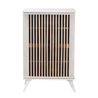 Baxton Studio Simona Wood 2 Door Storage Cabinet: Mid-Century Design, 4 Shelves, Angled Legs