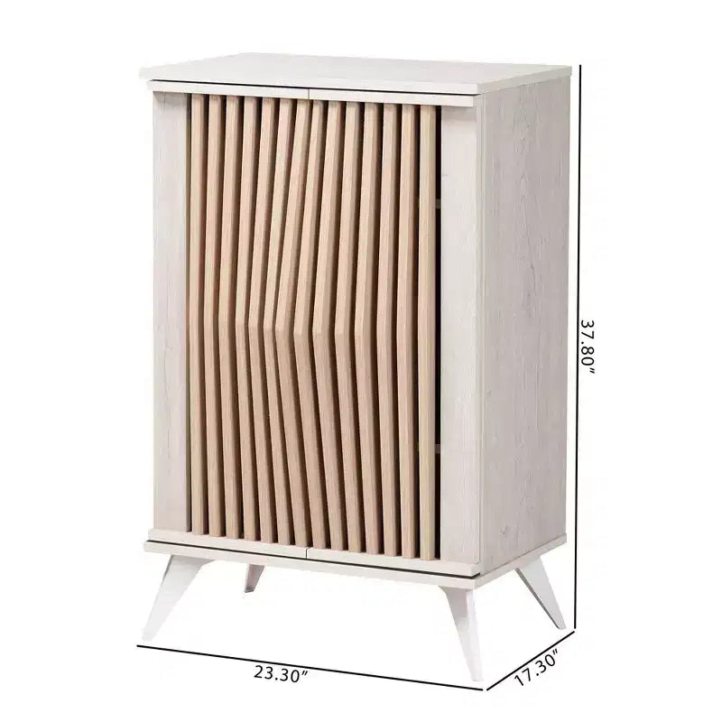 Baxton Studio Simona Armoire de rangement 2 portes en bois : Design Mid-Century, 4 étagères, Pieds inclinés
