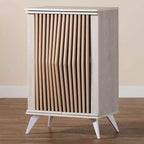 Baxton Studio Simona Armoire de rangement 2 portes en bois : Design Mid-Century, 4 étagères, Pieds inclinés