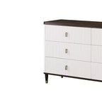 Acme Furniture Commode décorative Carena de 66,5 po, finition blanc et marron : 5 tiroirs en bois composite, aucun assemblage requis