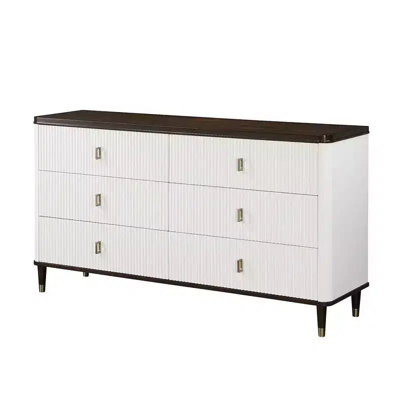 Acme Furniture Commode décorative Carena de 66,5 po, finition blanc et marron : 5 tiroirs en bois composite, aucun assemblage requis