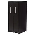 Baxton Studio Lindo Wood Bookcase with Two Pulled-out Doors Shelving Cabinet - Dark Brown: Media Storage, 10 Shelves, 54.25" Height