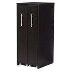 Baxton Studio Lindo Wood Bookcase with Two Pulled-out Doors Shelving Cabinet - Dark Brown: Media Storage, 10 Shelves, 54.25" Height