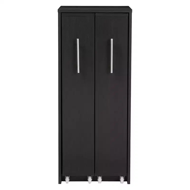 Bibliothèque en bois Lindo de Baxton Studio avec deux portes coulissantes, Meuble de rangement – Marron foncé : Rangement média, 10 étagères, 137,8 cm de hauteur