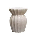 Storied Home Elegant Round Sculpted Stoneware Accent Table White: 19.75" High, No Assembly, Novelty Shape