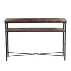 Console Saratoga Storied Home grise : pieds industriels en fer, acacia massif, design peu encombrant