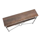 Console Saratoga Storied Home grise : pieds industriels en fer, acacia massif, design peu encombrant