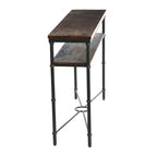 Console Saratoga Storied Home grise : pieds industriels en fer, acacia massif, design peu encombrant