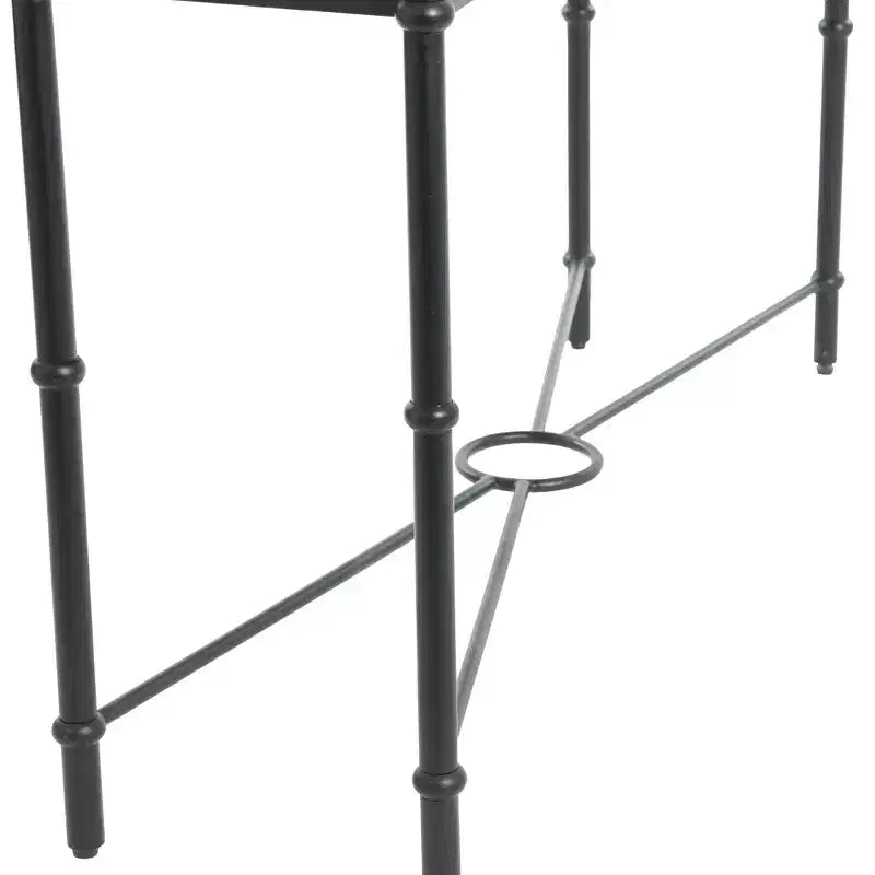 Console Saratoga Storied Home grise : pieds industriels en fer, acacia massif, design peu encombrant
