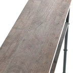 Console Saratoga Storied Home grise : pieds industriels en fer, acacia massif, design peu encombrant