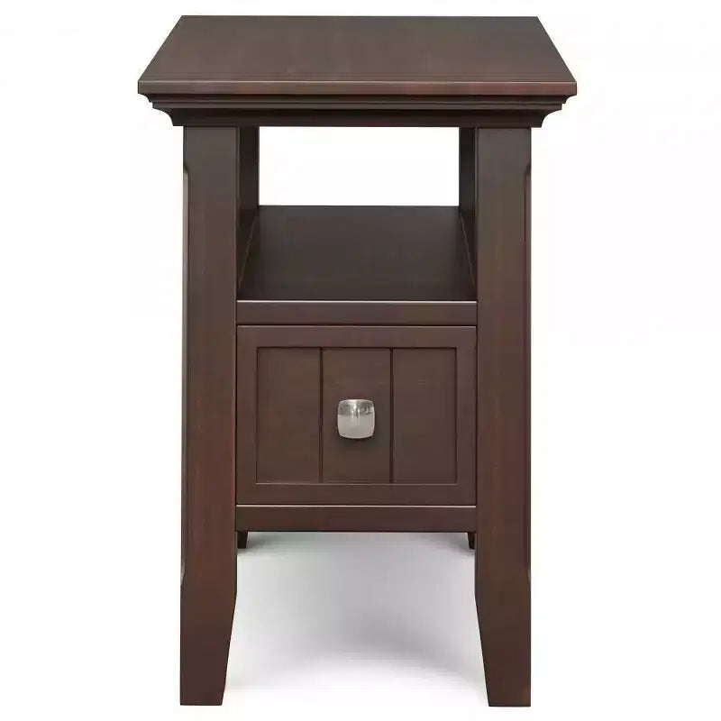 WyndenHall Normandy Table d'appoint étroite avec tiroir Brun Brunette : Étagère de rangement, Cadre en pin laqué