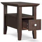 WyndenHall Normandy Table d'appoint étroite avec tiroir Brun Brunette : Étagère de rangement, Cadre en pin laqué