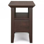 WyndenHall Normandy Table d'appoint étroite avec tiroir Brun Brunette : Étagère de rangement, Cadre en pin laqué