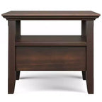 WyndenHall Normandy Table d'appoint étroite avec tiroir Brun Brunette : Étagère de rangement, Cadre en pin laqué