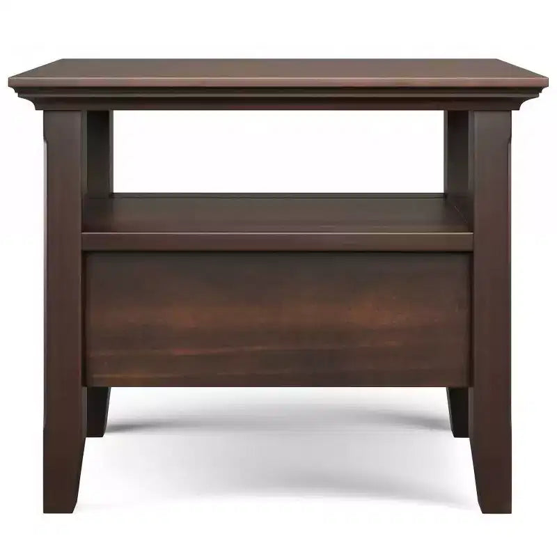 WyndenHall Normandy Table d'appoint étroite avec tiroir Brun Brunette : Étagère de rangement, Cadre en pin laqué