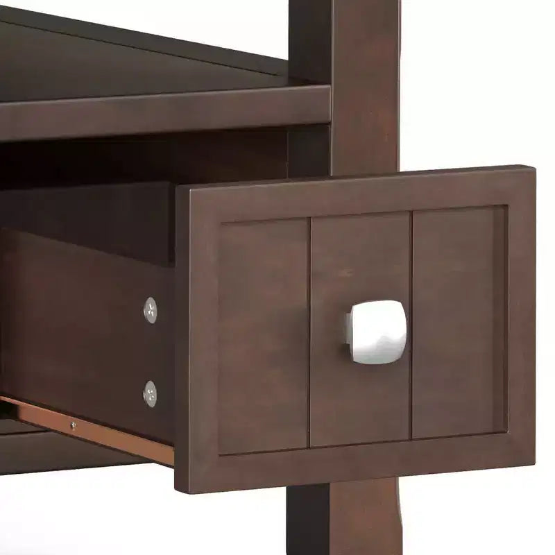 WyndenHall Normandy Table d'appoint étroite avec tiroir Brun Brunette : Étagère de rangement, Cadre en pin laqué