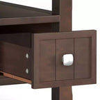 WyndenHall Normandy Table d'appoint étroite avec tiroir Brun Brunette : Étagère de rangement, Cadre en pin laqué
