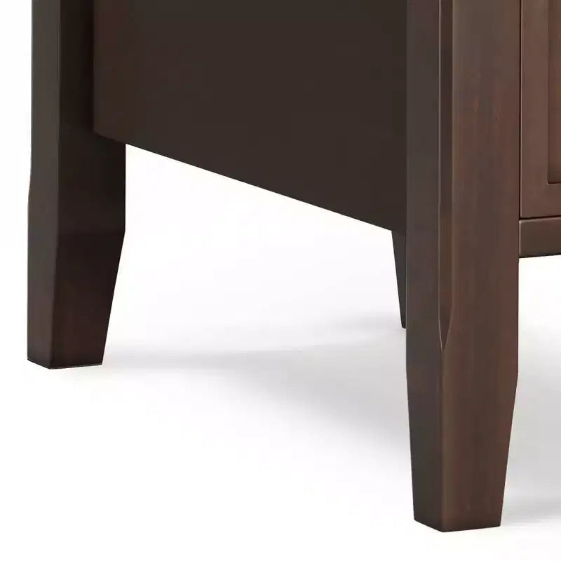 WyndenHall Normandy Table d'appoint étroite avec tiroir Brun Brunette : Étagère de rangement, Cadre en pin laqué