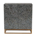 Baxton Studio Belenus Two Tone Mother of Pearl and Metal Storage Cabinet Striped Black/Gray/Gold: Elegant Accent, No Assembly Required