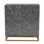 Baxton Studio Belenus Two Tone Mother of Pearl and Metal Storage Cabinet Striped Black/Gray/Gold: Elegant Accent, No Assembly Required