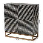 Baxton Studio Belenus, armoire de rangement bicolore en nacre et métal, rayée noir/gris/or : accent élégant, aucun assemblage requis