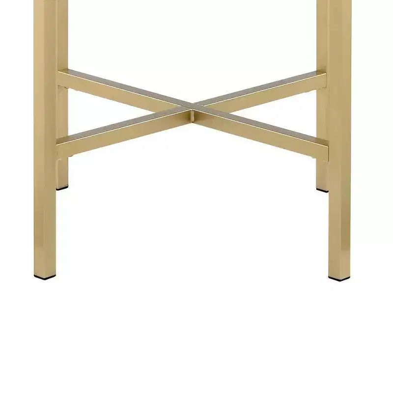 Table d'appoint Mithea 22" avec plateau en chêne et base en métal doré - Acme Furniture : Ronde, design barre croisée, montage sans outils
