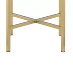 Table d'appoint Mithea 22" avec plateau en chêne et base en métal doré - Acme Furniture : Ronde, design barre croisée, montage sans outils