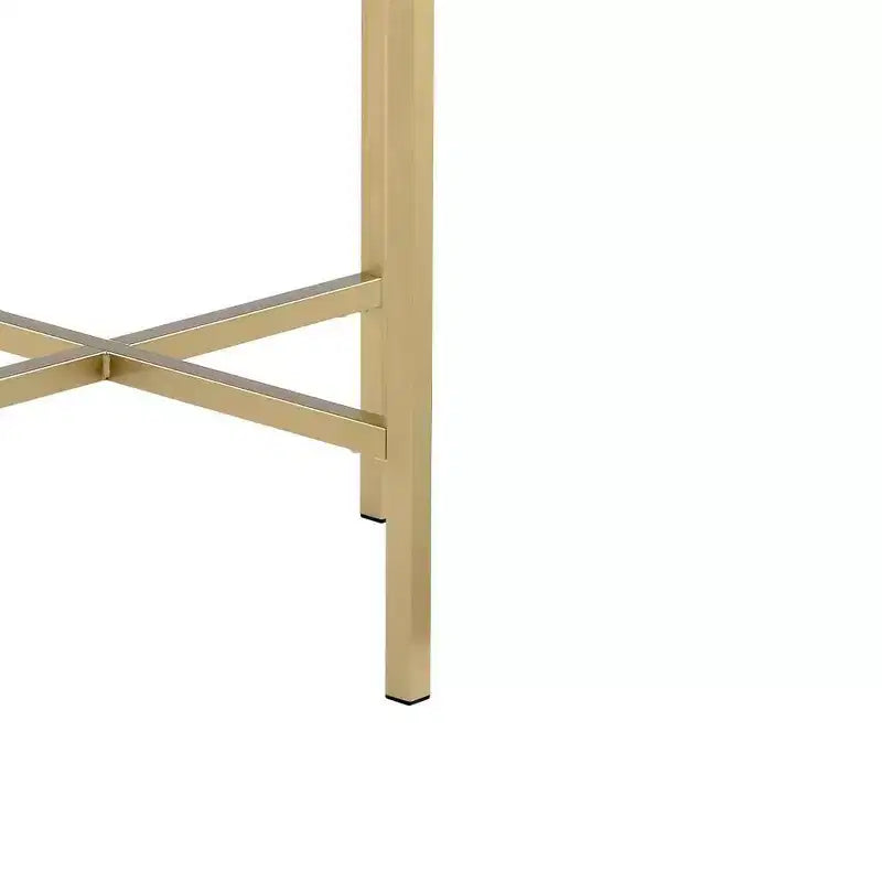 Table d'appoint Mithea 22" avec plateau en chêne et base en métal doré - Acme Furniture : Ronde, design barre croisée, montage sans outils
